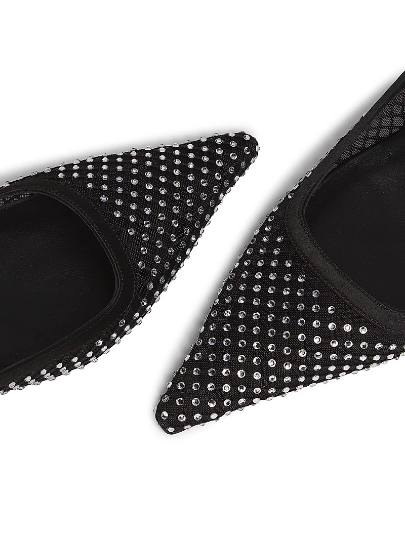 Amel 50MM Crystal-Embellished Mesh Pumps