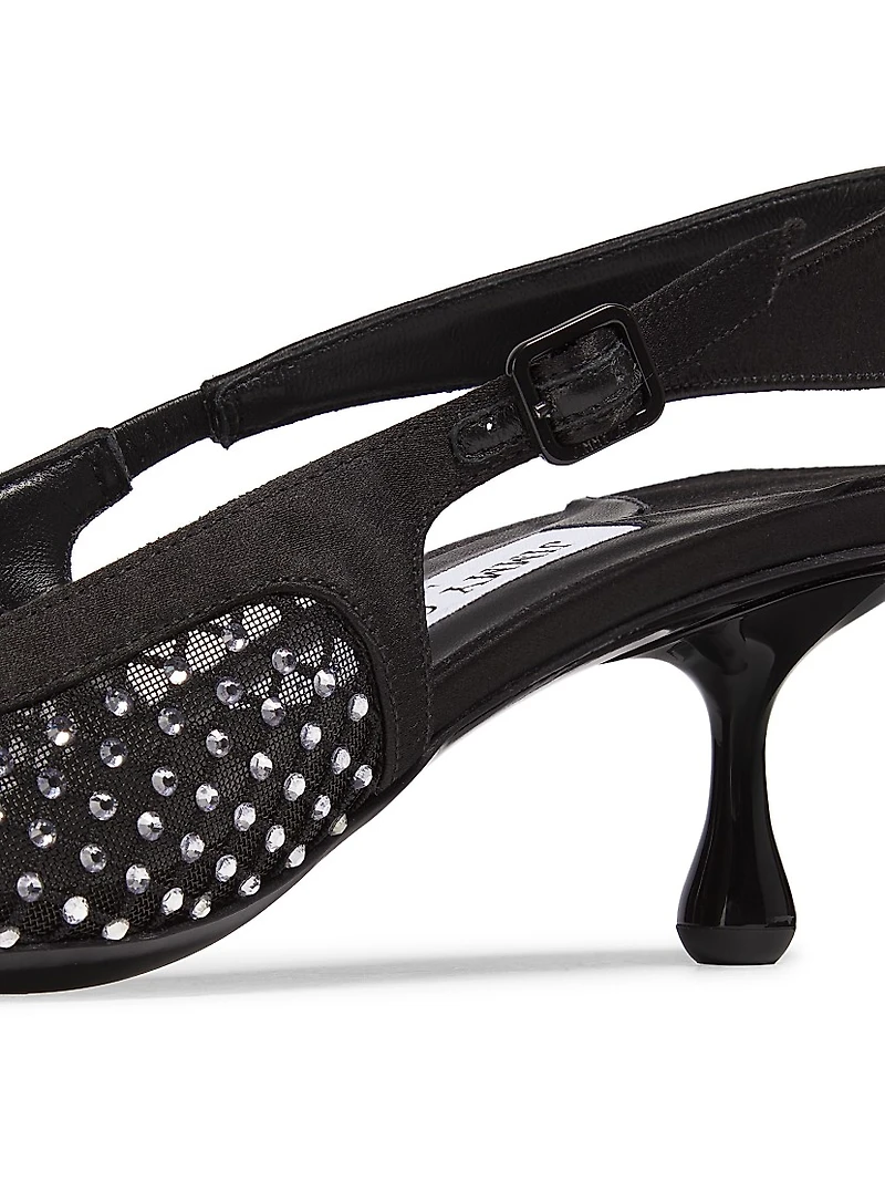 Amel 50MM Crystal-Embellished Mesh Pumps