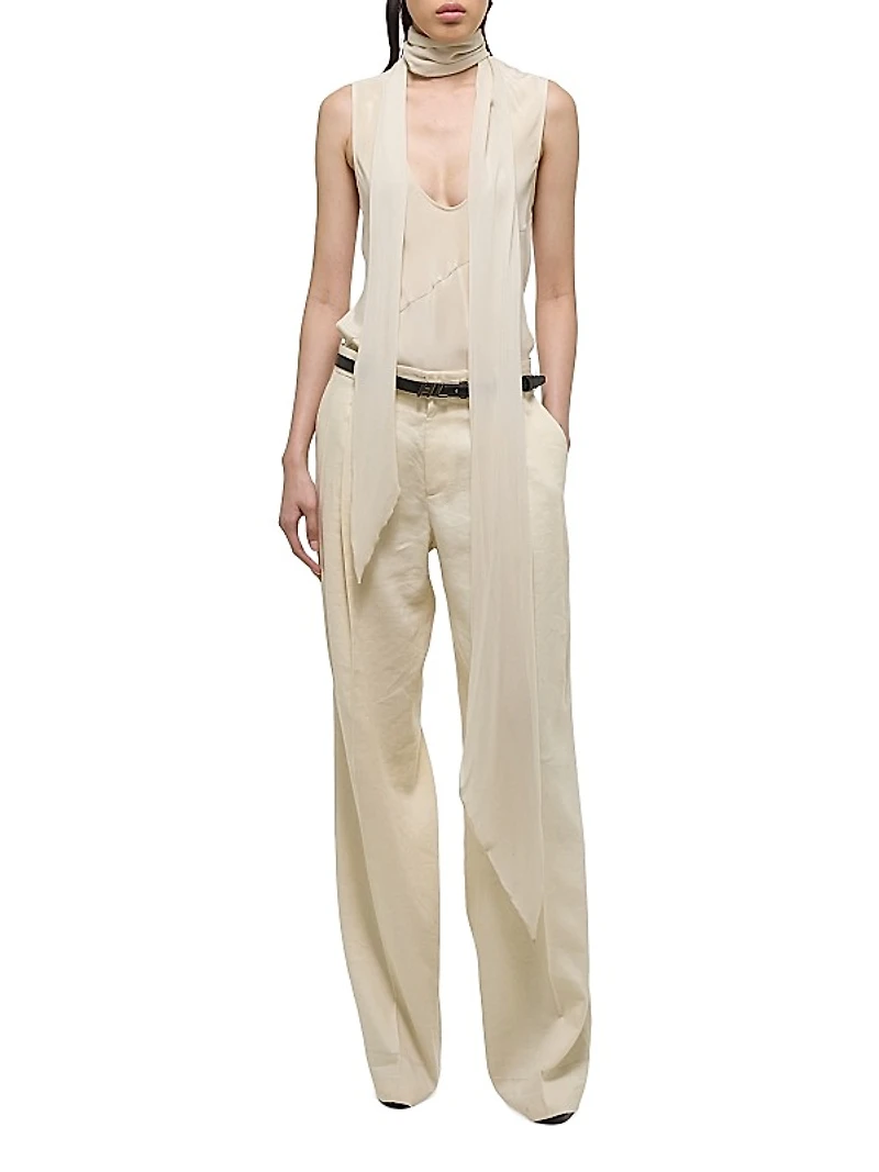 Silk Sleeveless Scarf Top