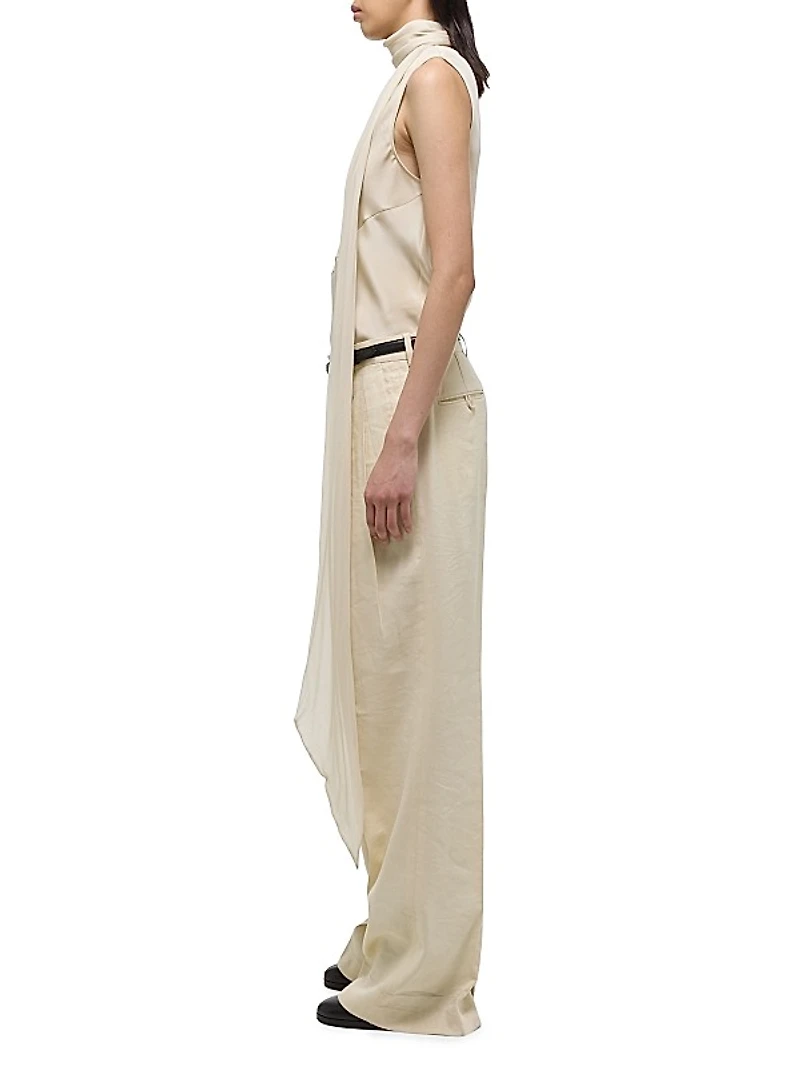 Silk Sleeveless Scarf Top