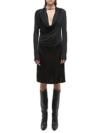 Long-Sleeve Cowlneck Minidress