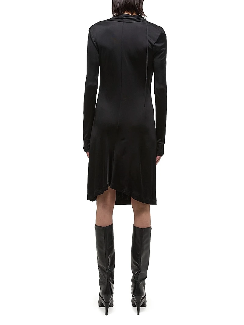 Long-Sleeve Cowlneck Minidress