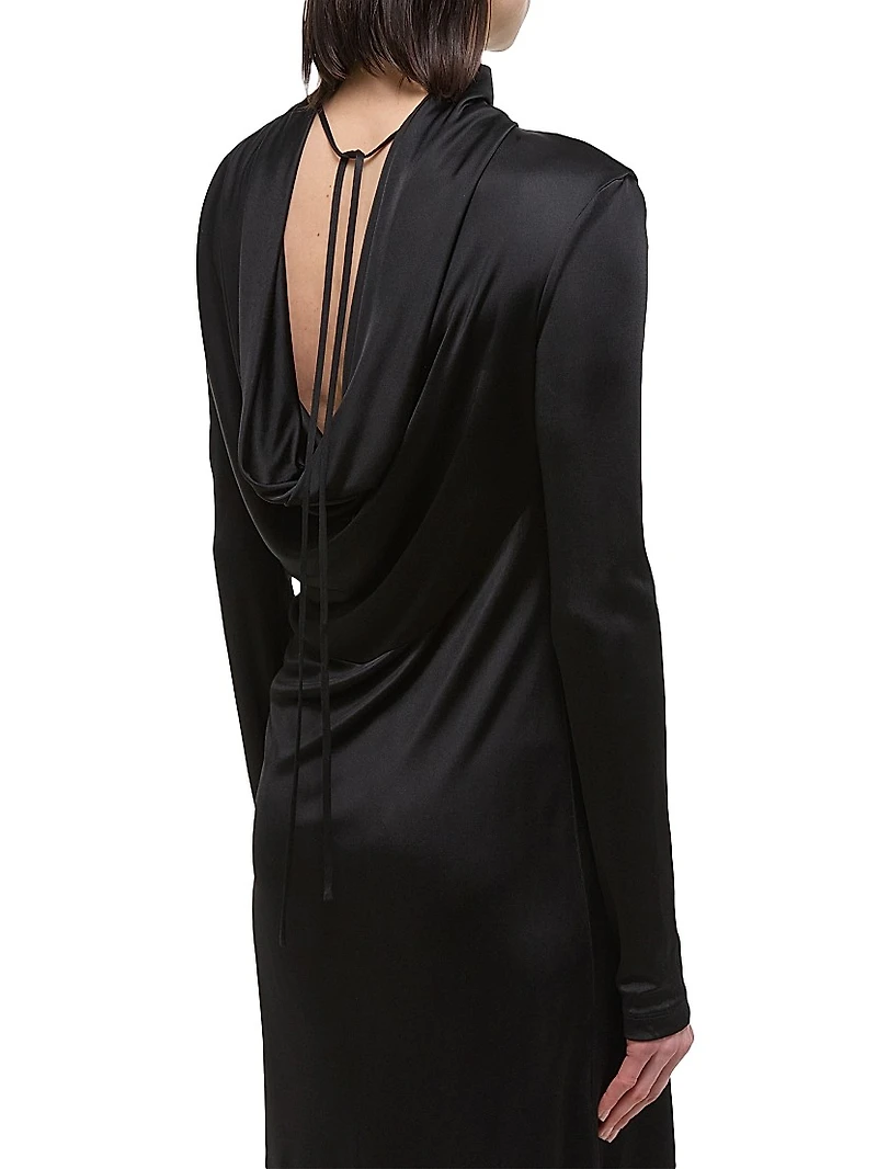 Long-Sleeve Cowlneck Minidress