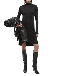 Long-Sleeve Cowlneck Minidress