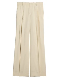 Linen-Blend Pleated Trousers