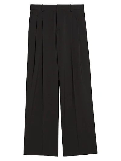 Wool Pleated Wide-Leg Trousers