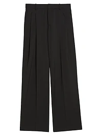 Wool Pleated Wide-Leg Trousers