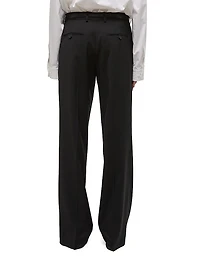 Wool Pleated Wide-Leg Trousers