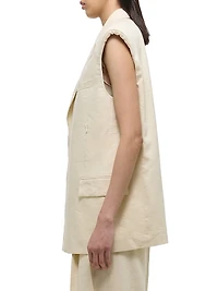 Oversized Linen-Blend Blazer Vest