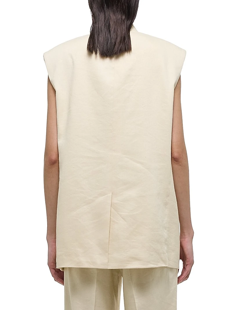 Oversized Linen-Blend Blazer Vest