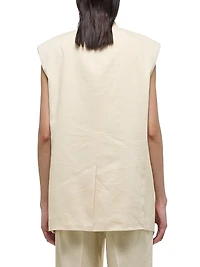 Oversized Linen-Blend Blazer Vest