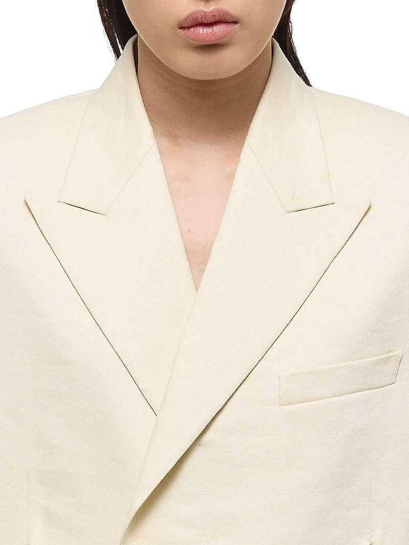 Oversized Linen-Blend Blazer Vest