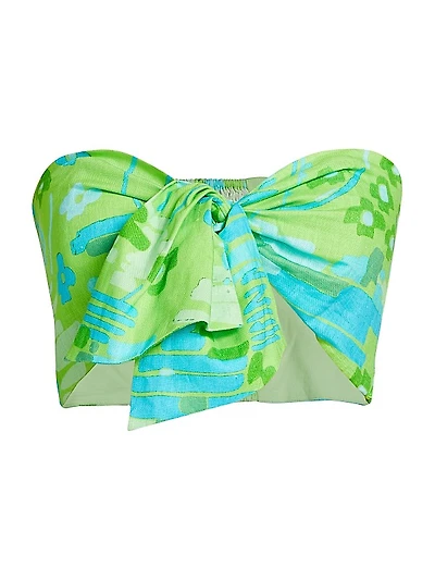 Toni Printed Linen Crop Top