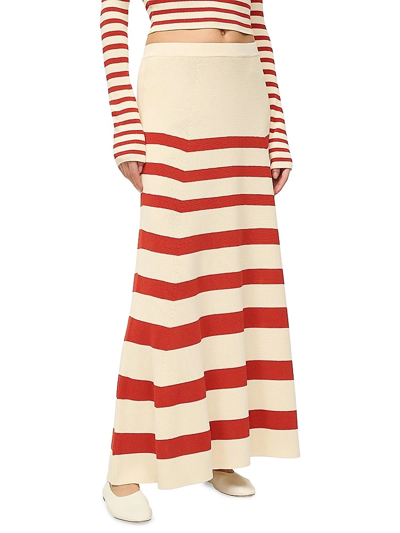Swirling Striped Maxi Skirt