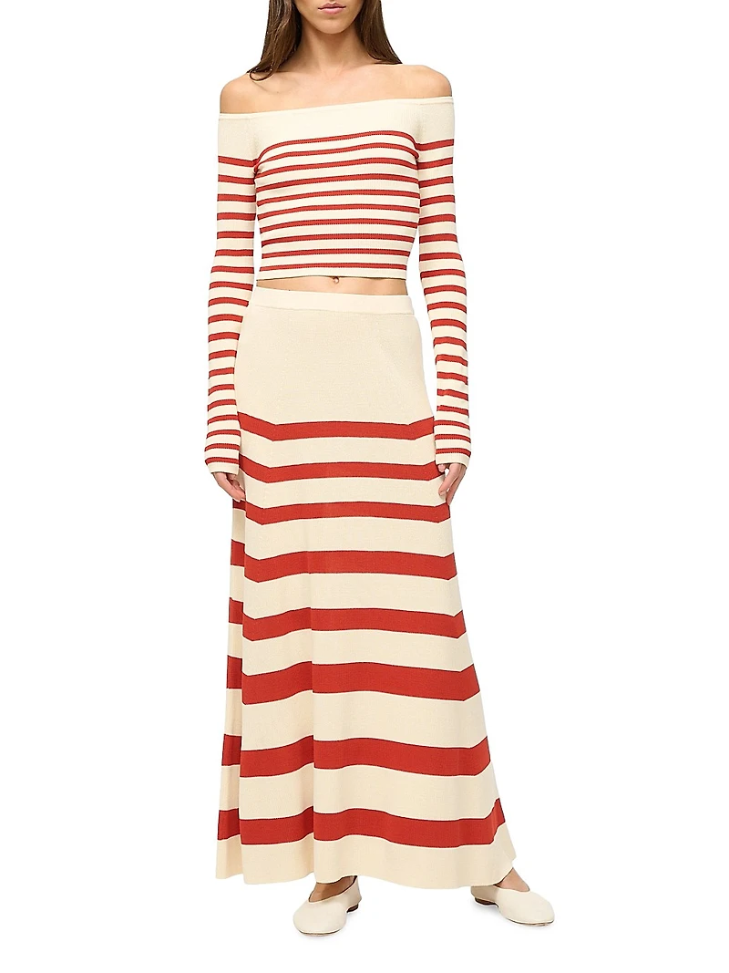 Swirling Striped Maxi Skirt