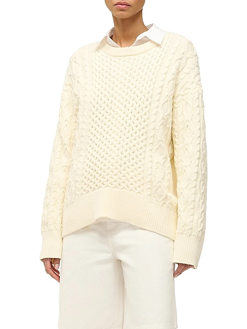Tracy Cable-Knit Crewneck Sweater