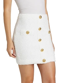 Tweed Button-Front Miniskirt