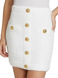 Tweed Button-Front Miniskirt