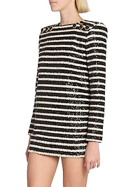 Sequined Striped Minidress