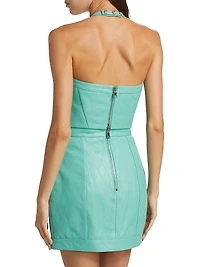 Quilted Leather Halter Bustier Top