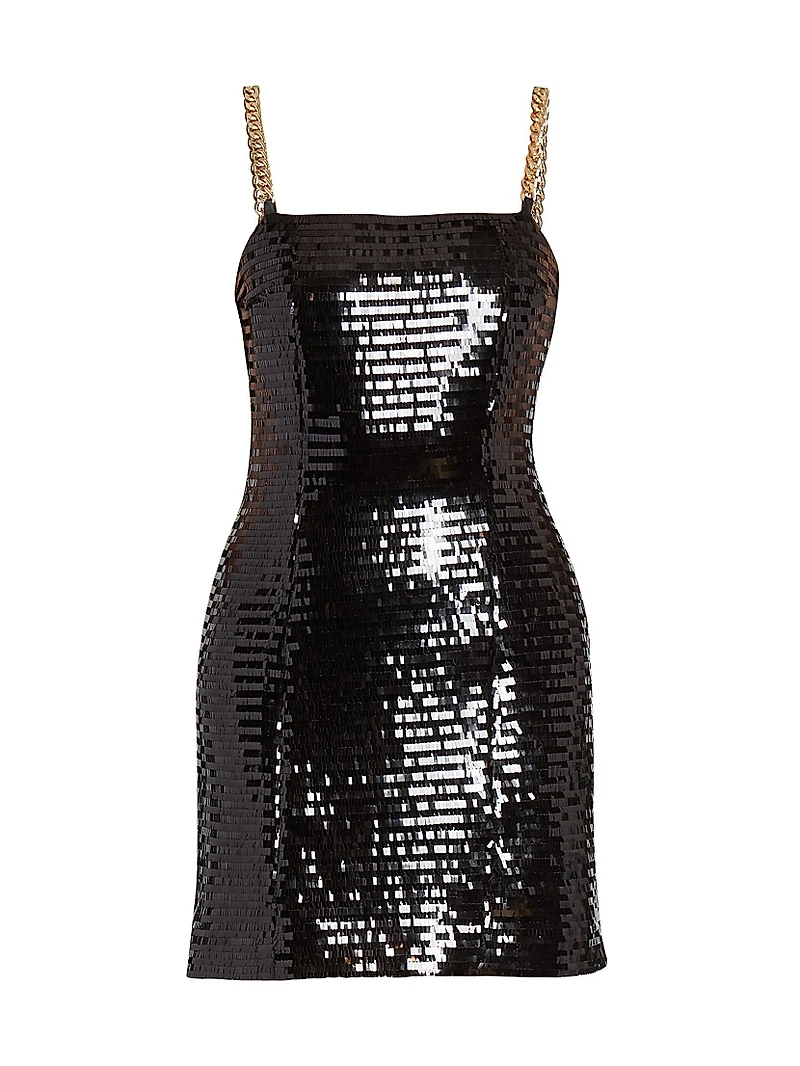 Sequined Chain-Strap Minidress