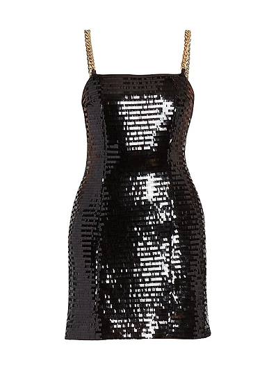 Sequined Chain-Strap Minidress