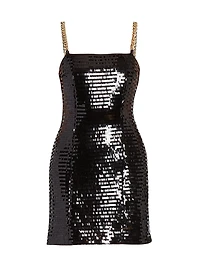 Sequined Chain-Strap Minidress