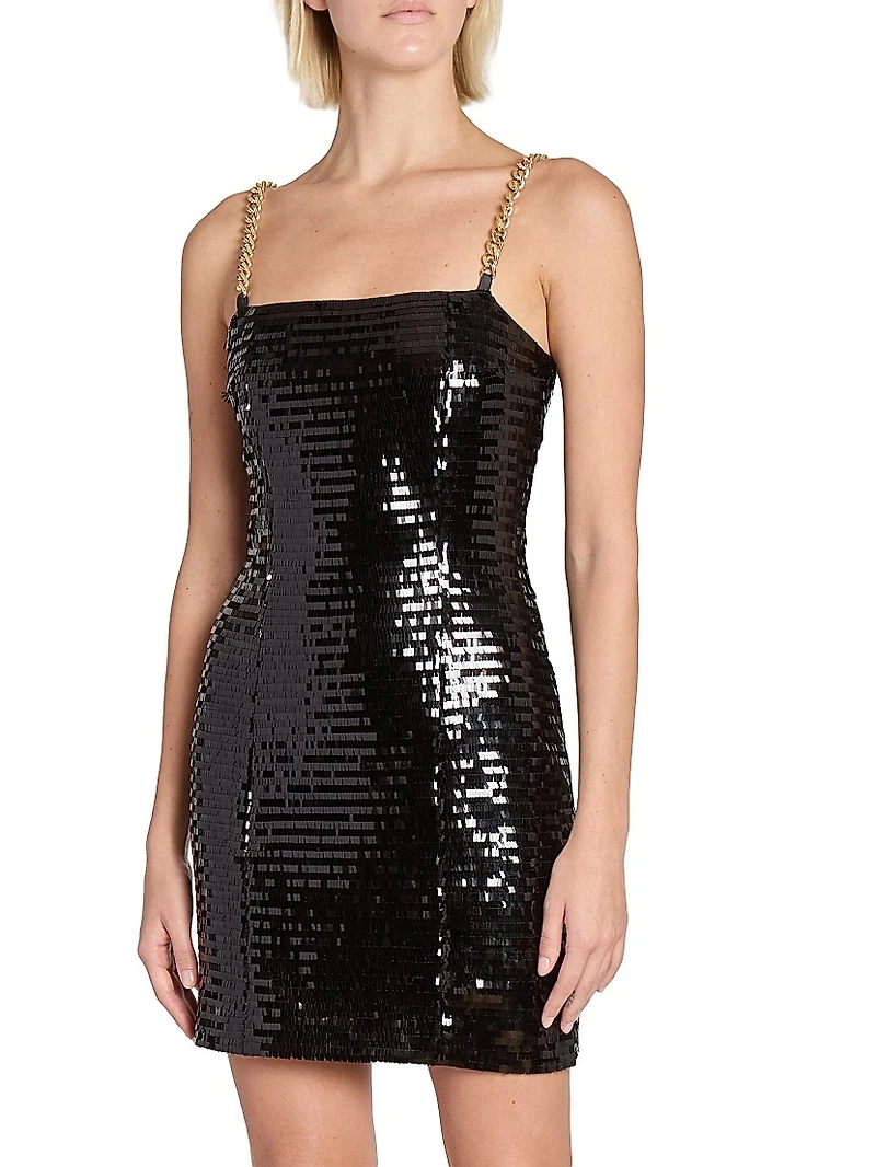 Sequined Chain-Strap Minidress