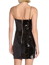 Sequined Chain-Strap Minidress