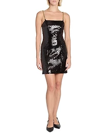 Sequined Chain-Strap Minidress