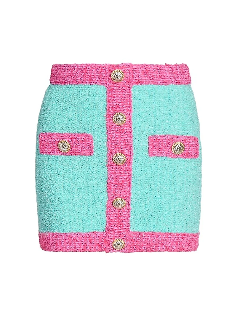 Colorblocked Bouclé-Knit Miniskirt