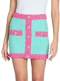 Colorblocked Bouclé-Knit Miniskirt