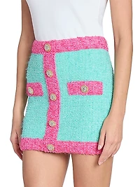 Colorblocked Bouclé-Knit Miniskirt