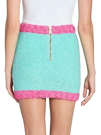 Colorblocked Bouclé-Knit Miniskirt