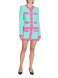 Colorblocked Bouclé-Knit Miniskirt