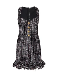 Tweed Buttoned Fringe Minidress