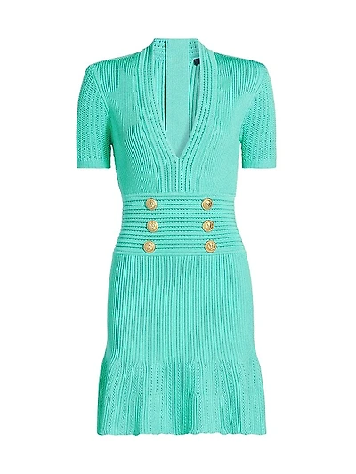 Pleated Knit Flare Minidress