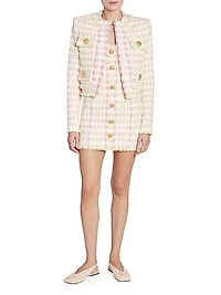 Miami Plaid Tweed Minidress