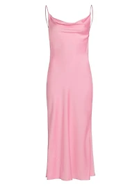 Satin Cowlneck Midi-Dress