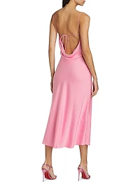 Satin Cowlneck Midi-Dress