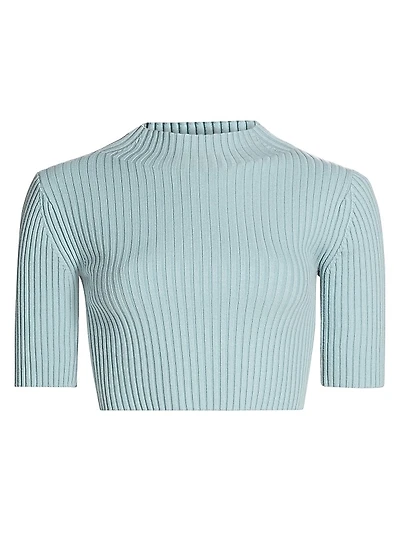 Rib-Knit Cotton & Wool Crop Top