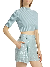 Rib-Knit Cotton & Wool Crop Top