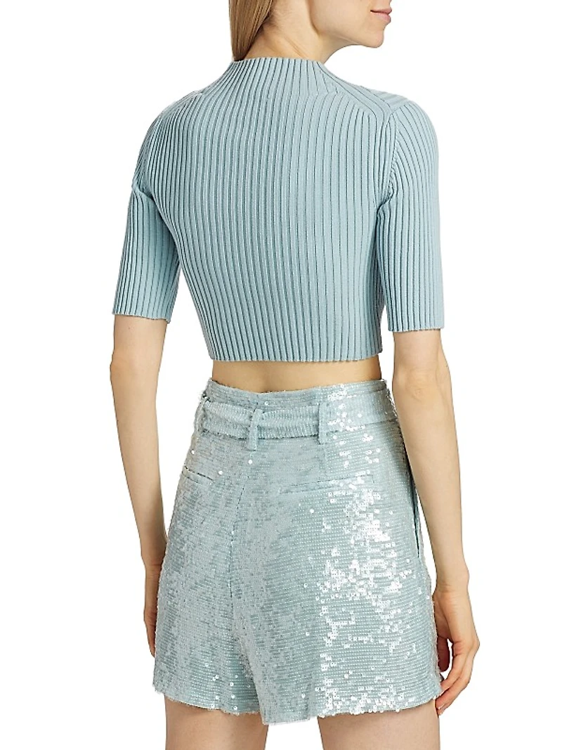 Rib-Knit Cotton & Wool Crop Top
