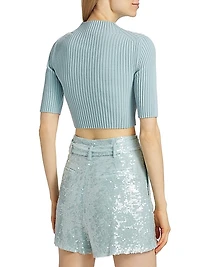 Rib-Knit Cotton & Wool Crop Top