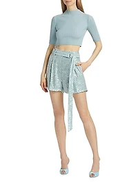 Rib-Knit Cotton & Wool Crop Top