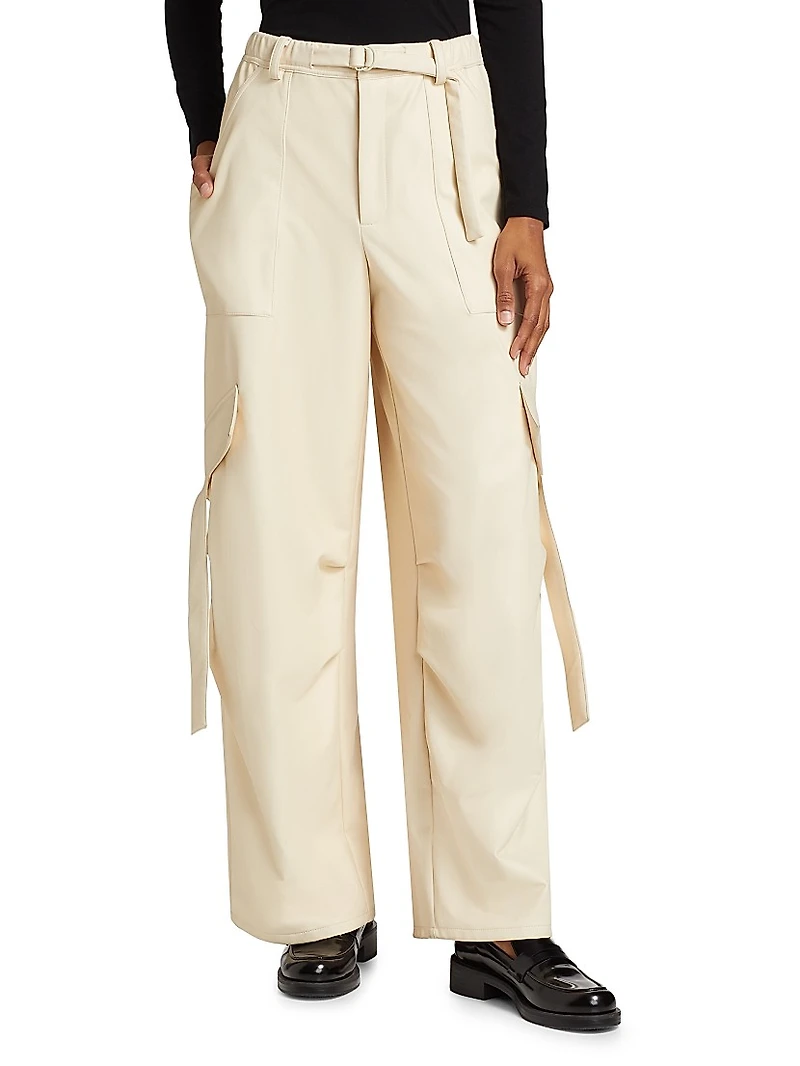 Stretch Faux Leather Utility Pants