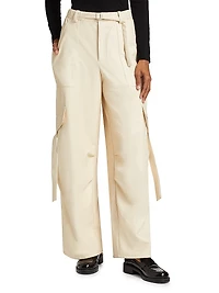 Stretch Faux Leather Utility Pants