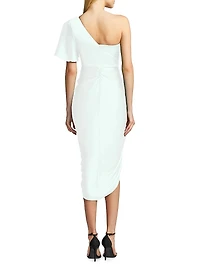 Satin Asymmetric One-Shoulder Midi-Dress