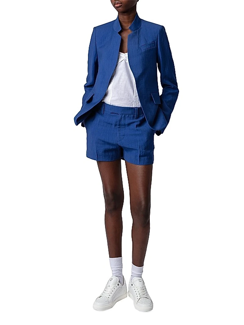 Please Linen-Blend Tailored Shorts