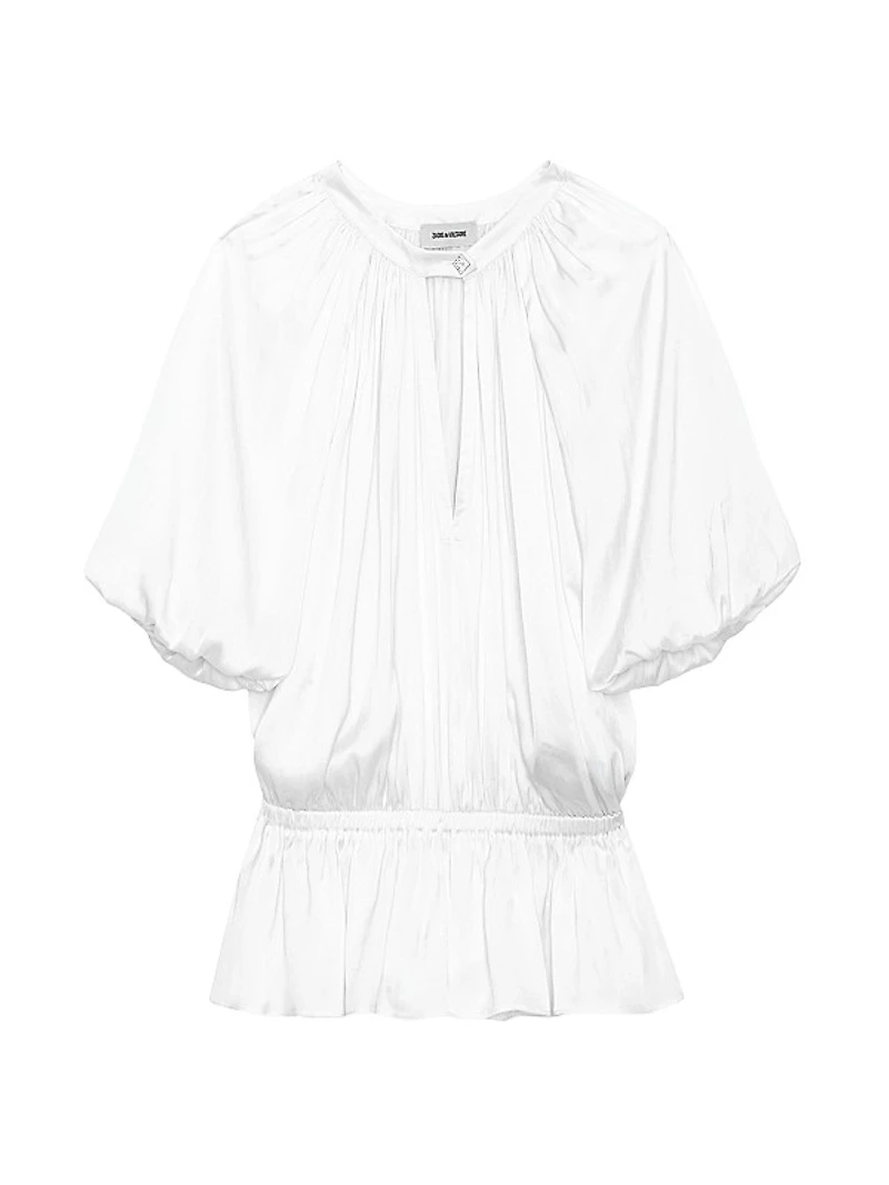 Tomina Draped Satin Blouse